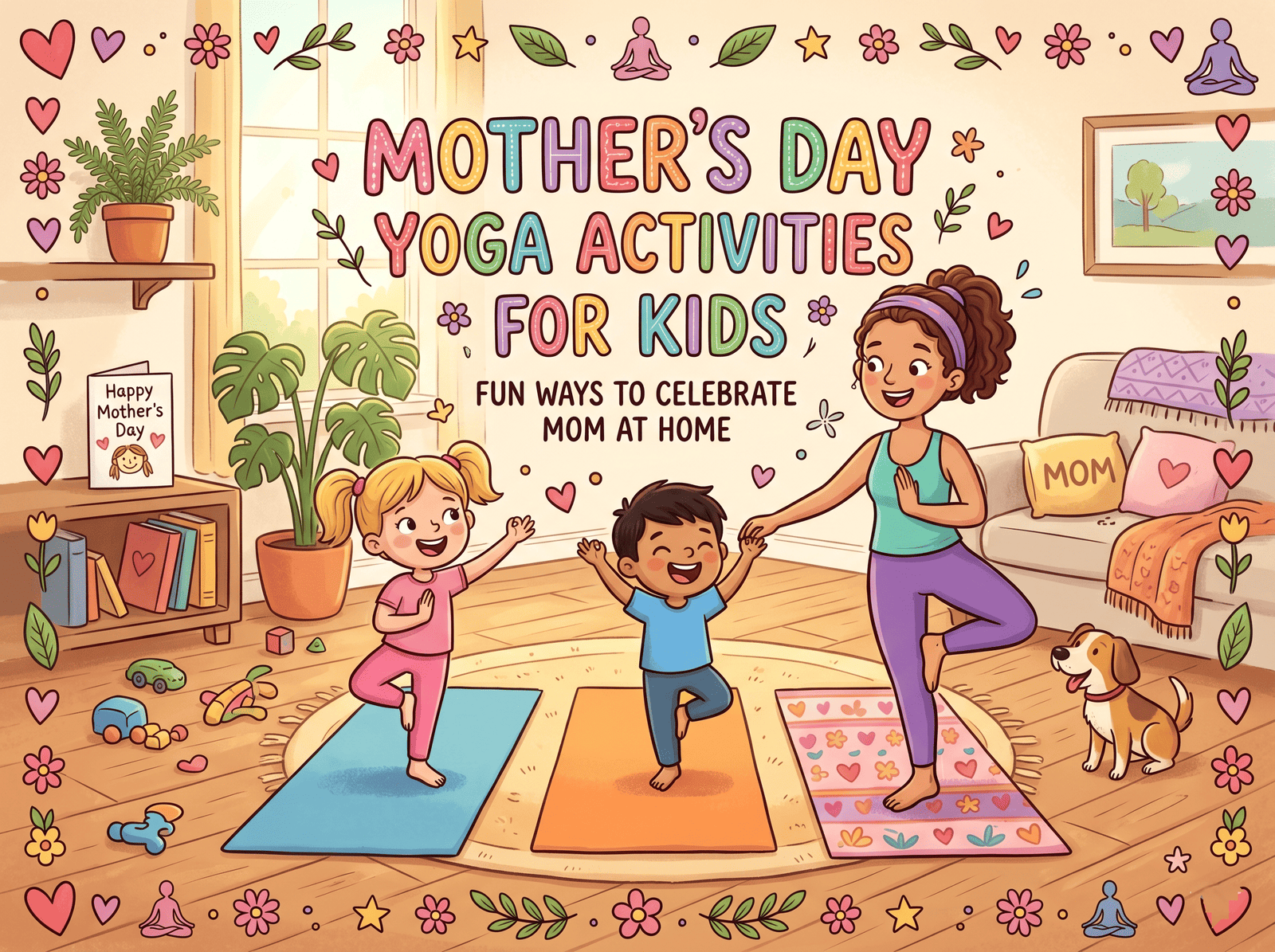 mother and child practicing family yoga at home for Mother’s Day