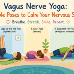Vagus nerve yoga guide showing calming poses for nervous system health
