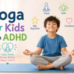Child practicing yoga to improve focus and self-regulation as part of a yoga routine for kids with ADHD.