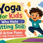 Children practicing active yoga poses to improve focus, burn energy, and stay engaged through fun movement activities