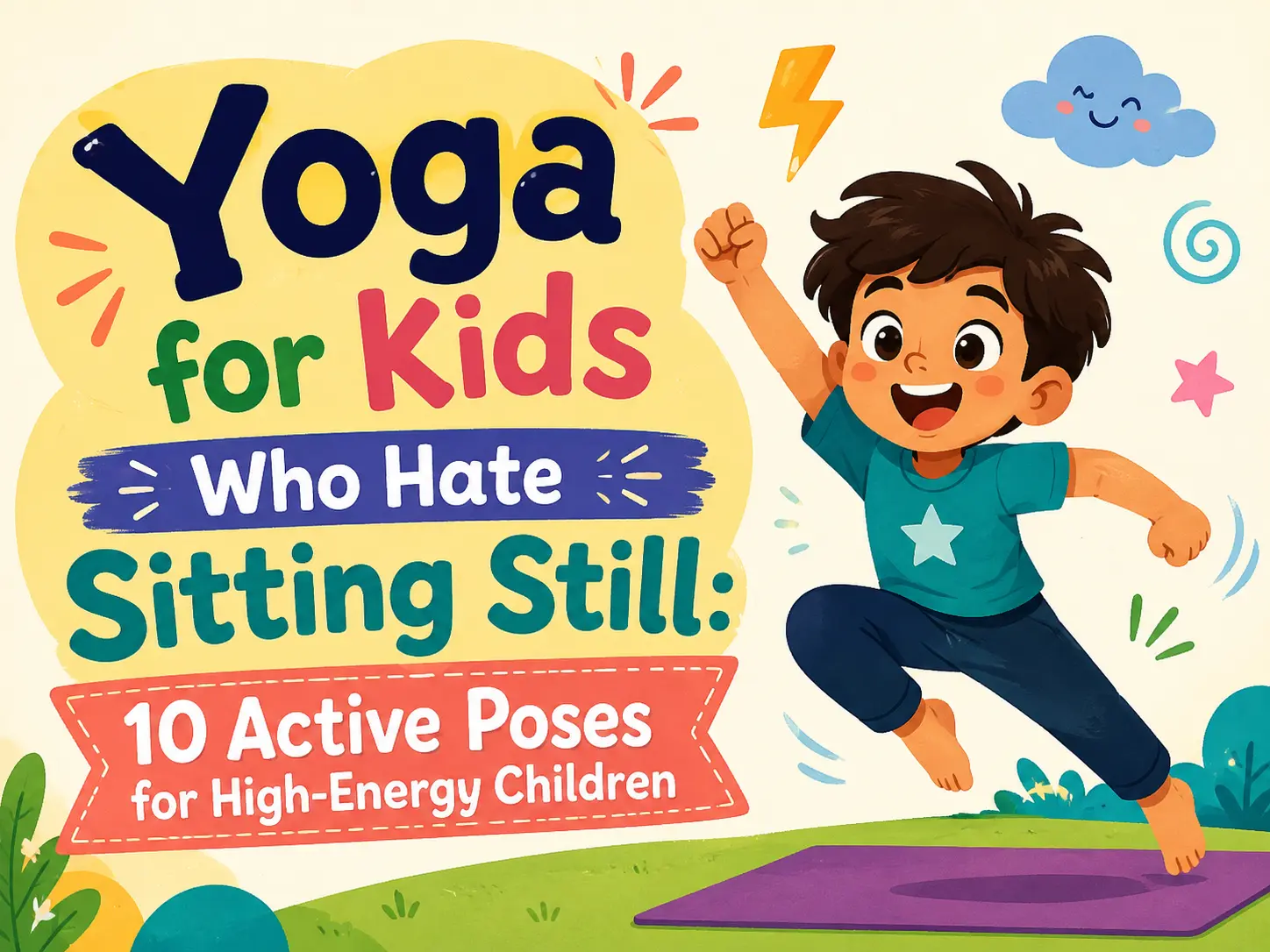 Children practicing active yoga poses to improve focus, burn energy, and stay engaged through fun movement activities