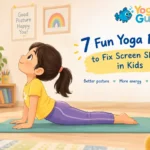 Child doing Cobra yoga pose to improve posture at home, side view